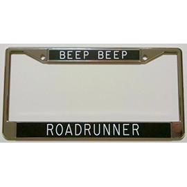 BEEP BEEP Roadrunner License Plate Frame Black Background