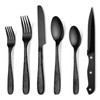 Hammered Silverware Set for 8, Heavy Duty Black Flatware Set