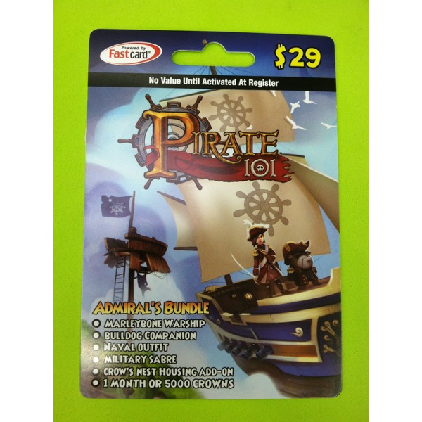 Pirate101 Admiral's Bundle Online Game Membership Card