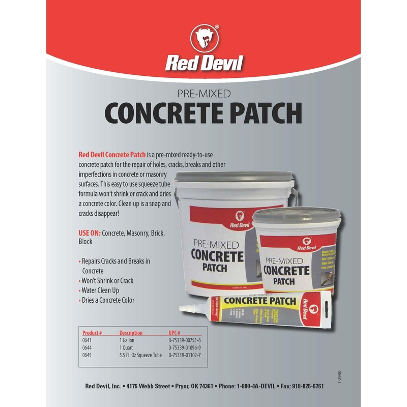 Red Devil 0645 Concrete Repair Patch, Cement Crack Filler, 5.5