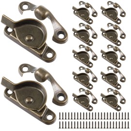 Hicarer 12 Pack Zinc Window Sash Lock Casement Window Lock 1-15/16 and 1-7/8 in. Hole Centers, Window Locks Security Replacement for Single/Double Hung Wood Windows (Antique Brass)