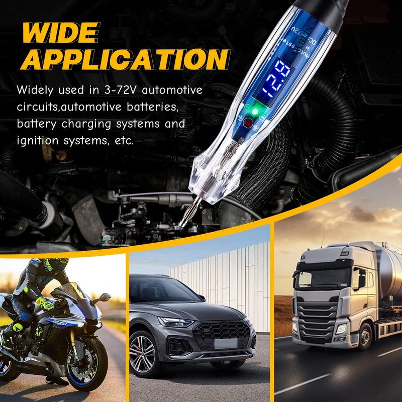 Test Light Probe Kit, 3-72V DC LED Digital Automotive Circuit