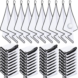 Batiyeer Golf Towels Bulk for Bags, 16"x16" Microfiber Waffle Pattern Golf Towel with Clip for Tournament, Club, Fitness(White,100 Pcs)