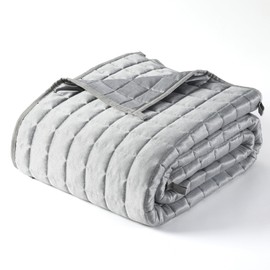 YnM Cooling Weighted Blanket for Adults, 15lbs Heavy Bed Throw Comforter with 100% PE Fabric, Ideal for Hot Sleepers or Summer Days(48x72 Inches for Twin/Full Bed, 15 Pounds, Grey)