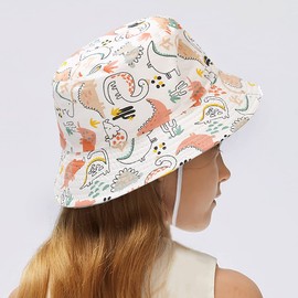 Taidor Kids Bucket Hat Print Cotton Beach Hat Summer Travel Sun Hats Dinosaurs