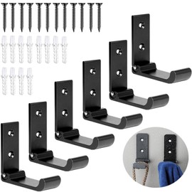 BetterJonny Set of 6 Aluminum Alloy Wall Hooks, Folding Wall Hooks, 12 Screws and Anchors Rack Coat Hanger