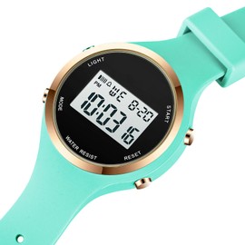 XCZAP Outdoor Sport Watches Alarm Clock 5Bar Waterproof LED Digital Watch（Lake Green）, 2023090703