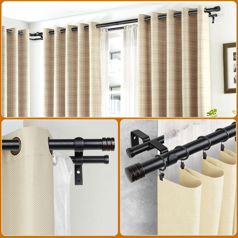 HOTOZON 1 Inch Heavy Duty Double Bay Window Curtain Rod,