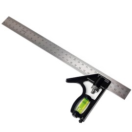 12" Combination Square – Adjustable Square Tool with Bubble Level, Laser-Etched Ruler for Woodworking, Engineers & DIY Projects, Durable 45/90 Degree Angle Measuring