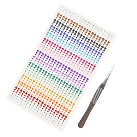 900 Stück Strass-Aufkleber mit Pinzette, 3 mm, 4 mm, 5 mm, bunte, selbstklebende Strasssteine, runde Kristall-Edelsteine, Blatt für DIY-Handwerk, Dekoration, Strasssteine für Make-up, Strasssteine,