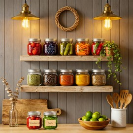 BIGIVACA 8 oz Mason Jars with Lids, 24 Pack Half Pint Canning Jars with Embossed Fruit Pattern, Small Glass Jars for Jam, honey, gifts, Wedding & Party Favors, Candle Making and DIY Crafts