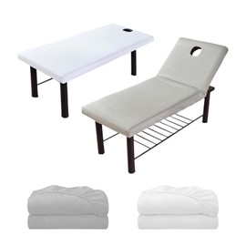 Pack of 2 Washable Massage Table Cover, Microfibre Face Pad for Massage Table, Massage Table Sheet with Face Hole, Elastic Massage Tables, for Beauty Salons, Massages, Physiotherapy Loungers etc.