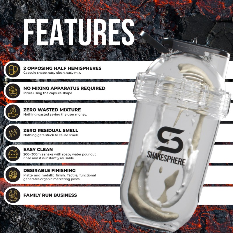 ShakeSphere Tumbler VIEW: Protein Shaker Bottle Smoothie Cup with Clear