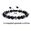 Pulsera Lynnette Cuero Obsidiana Hombre Ajustable 21cm Pack 2