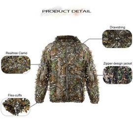 Ghillie Suit Gilly Hunting Suits Pants 3D Leaf Camo Leafy Hat Gloves