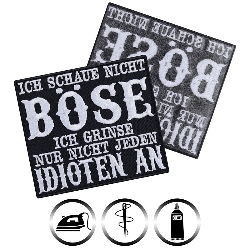 Biker Patch for Sewing/Iron-On "Ich schaue nicht böse - ich