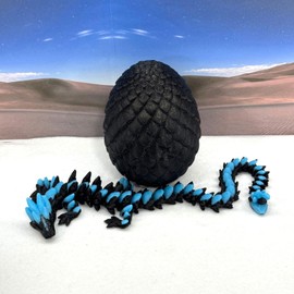 3D Printed Dragon, Glow in The Dark Dragon with Egg, Black and Blue Gemstone Dragon, Home Office Decor Executive Desk Toys, Fidget ADHD Toy for Autism/ADHD - GD010