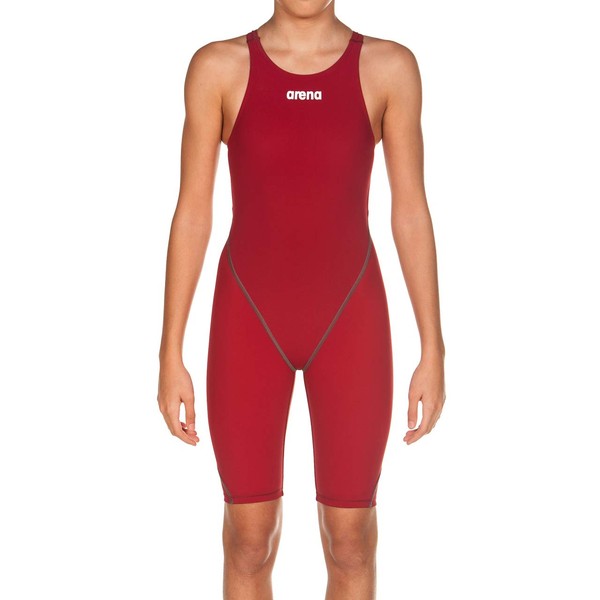 arena Girl's Powerskin ST 2.0 One Piece Swim Suit Open Back, Deep red, 22