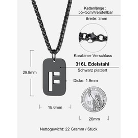 Richsteel Pendant for Men Women Letter A to Z Necklace Name Chain Partner Chain Alpahbet Jewellery with Gift Box for Birthday Party, Stainless Steel