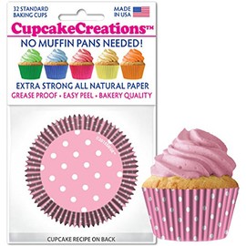 Cupcake Creations 32ct Standard Cupcake Liners - Light Pink Polka Dot