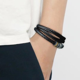 To My Grandson Braided Leather Bracelet- "Love You Forever" Bracelet for Men Boys, Stainless Steel Inspirational Wristband, Braided Leather Bracelet Bangle Wristband Christmas Gifts