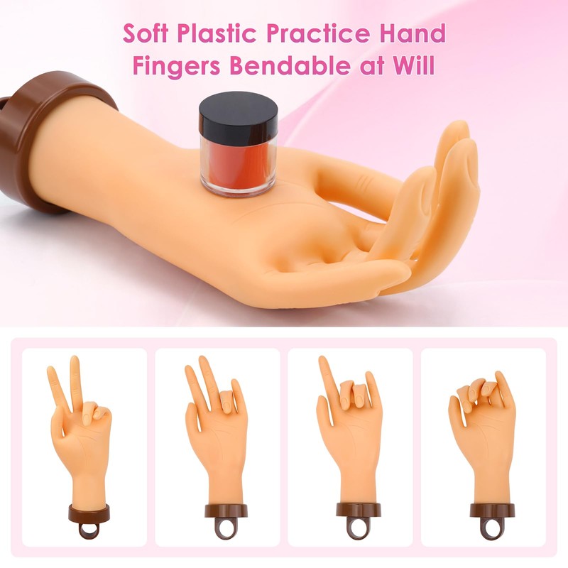 Yokilly Practice Hand for Acrylic Nails, Bendable Soft Nail Practice