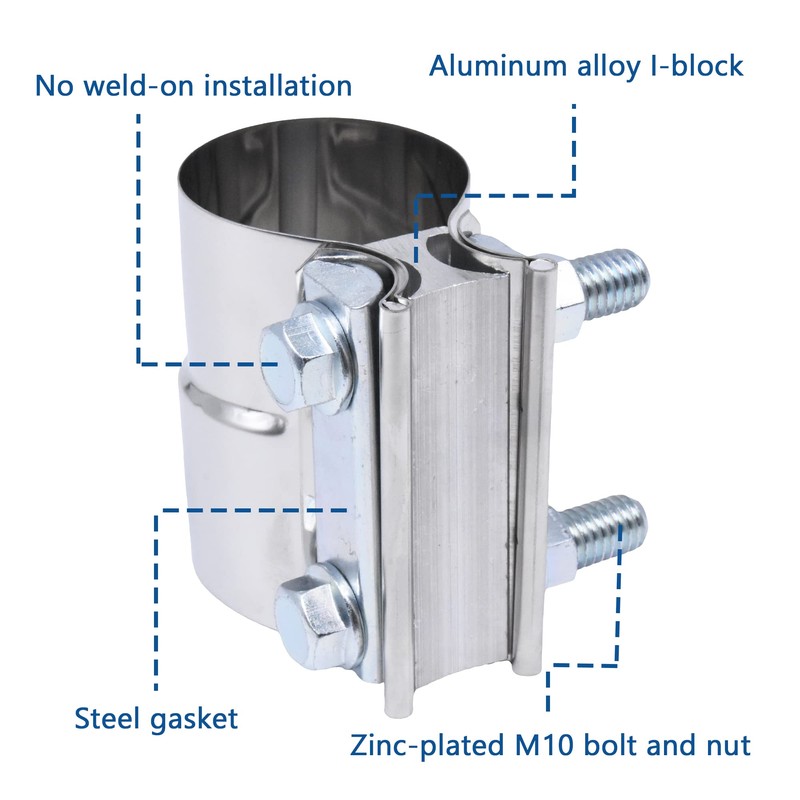 Exhaust Pipe Clamp 3.0 Inch Butt Joint Exhaust Clamp for