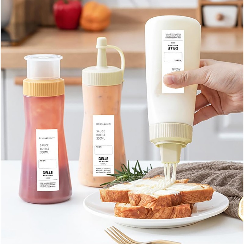 Sunch Craft 3 Pcs Condiment Squeeze Bottle 350ML/11.8OZ Ketchup Salad