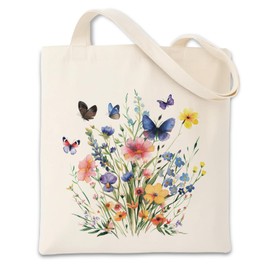 Canvas Tote Bags for Women, Butterfly Canvas Tote Bag Aesthetic, Reusable Cotton Totes for Grocery, Shopping, Beach & Daily Use, Mother's Day Gift, Birthday Gifts for Women Lady