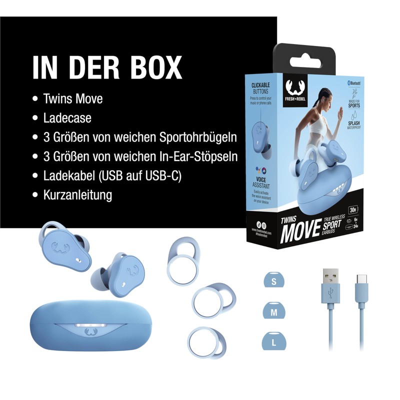 Fresh 'n Rebel Twins Move, Wireless In-Ear Bluetooth Sports Headphones,