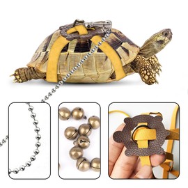 HOKABLE Pet Turtle Leather Harness and Leash - Adjustable Control Leash for Tortoise Supplies (S, Blue)