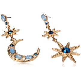 Betsey Johnson Celestial Moon & Star Drop Earrings