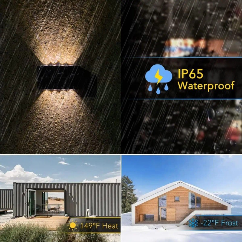 Solar Up and Down Outdoor Wall Lights for Garden Decoration