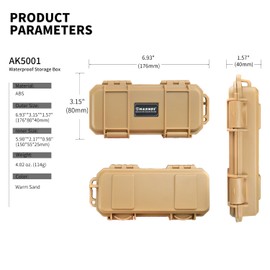 Harnds Waterproof Storage Box with Sponge, Shockproof and Pressure-resistant Sealing Structure, Wild Survival Storage Box for Camping, Boating and Water Sports (Warm Sand, 17.6 x 8 x 4 cm)