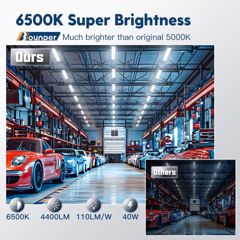 Bbounder 10 Pack Linkable LED Utility Shop Light, 4400 LM,