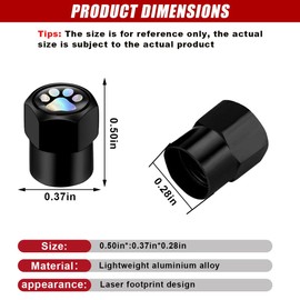 4PCS Car Tire Valve Stem Caps, Paw Car Wheel Valve Cover, Leak-Proof Dustproof Alloy Tire Air Cap with Rubber Ring, Corrosion Resistant Stem Cover Universal for Car Motorcycle Truck Bike (Black)