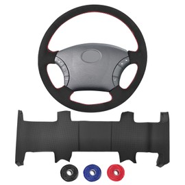 VKGUG Microfiber Leather Hand Sewn Steering Wheel Cover Compatible with Toyota Tacoma 2005-2011 4Runner 2003-2009 Tundra 2003-2006 LC120 2004-2009 DIY Steering Wheel Protector On Wrap