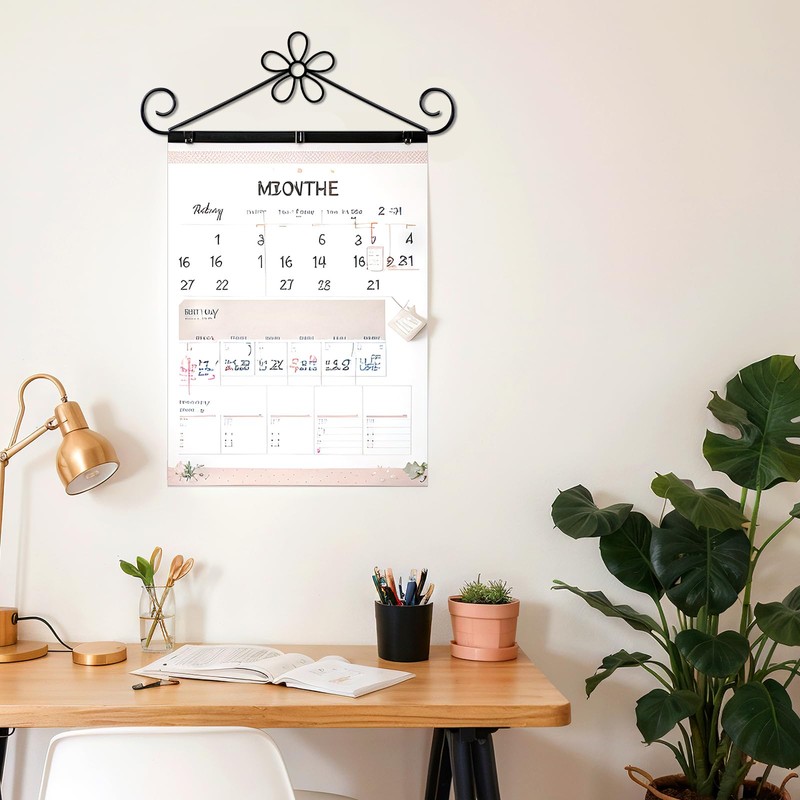 Otoolling Calendar Hanger for Wall 13.8 Inch Metal Wire Scroll