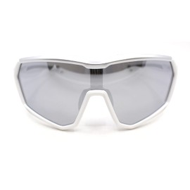 Xloop Oversized Mirror Lens Wrap Around Plastic Riding Sport Sunglasses White Silver - Silver Mirror