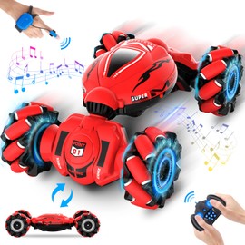 Fosgoit RC Car Toys for Boys Girls 6-12, Birthday Xmas Gifts for 6 7 8 9 10 11 12 Years Old, Gesture Sensing RC Stunt Car with Lights Music 2.4GHz 4WD Hand Remote Control 360° Rotate All-Round Drift