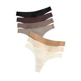 Verdusa Women's 7 Pack Seamless Thongs Set Low Rise No Show Hipster Panty Underwear Multicolor Medium