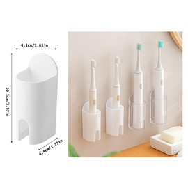 NentMent 2 Pack Electric Toothbrush Holder Wall Mounted Adhesive Rechargeable Electric Toothbrushes Organizer Toothpaste Holder for Bathroom Countertop Storage Saving Space and Keep Drying