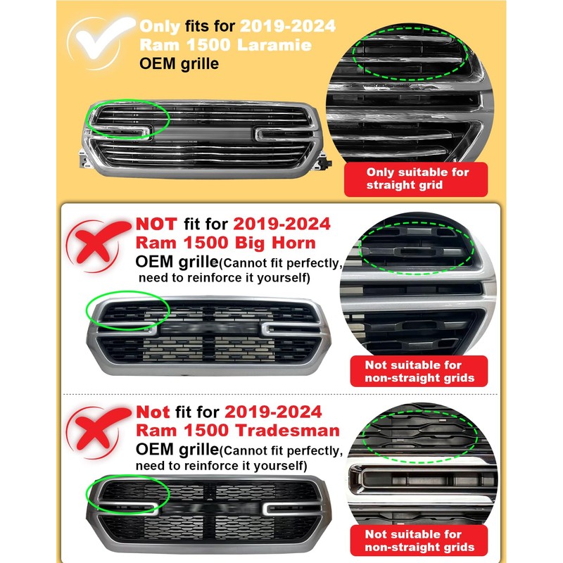 OKLSG LED Grille Light Bars for 2019-2024 Dodge Ram 1500