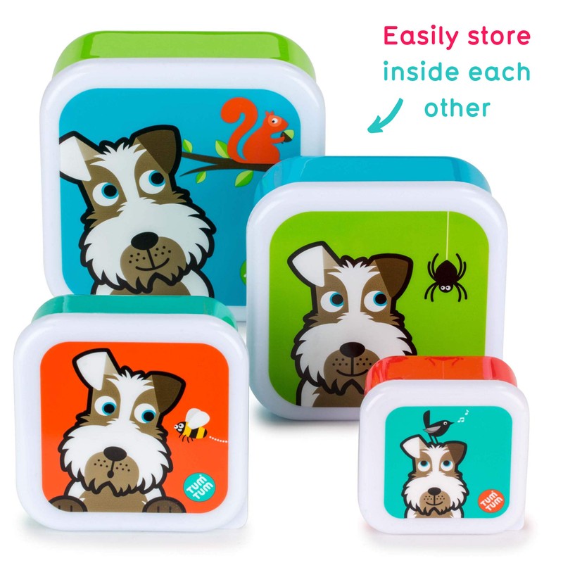 TUM TUM Nesting Children's Snack Boxes, Set of 4 ,Scruff