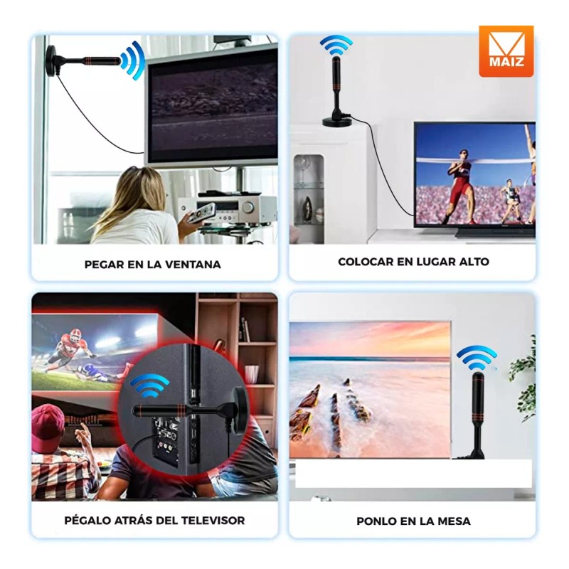 Maíz Antena Digital Tv Interior Exterior Alta Definicion Hdtv Usb