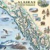 Alaska's Inside Passage Map Ceramic Coasters with Cork Base -