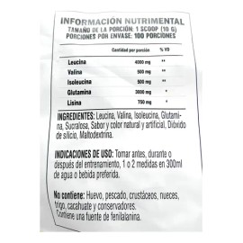 BCAA Glutamina Lisina 1kg The One Sabor Manzana Verde Suplemento Deportivo                                                                            