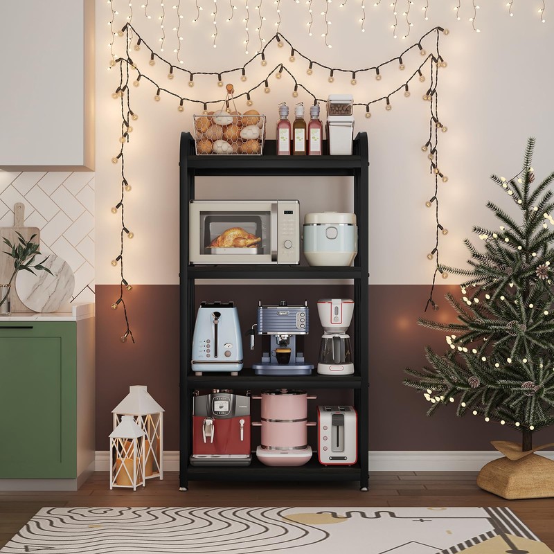 jarrvz 4 Tier Microwave Stand, Large Bakers Racks for Kitchens,