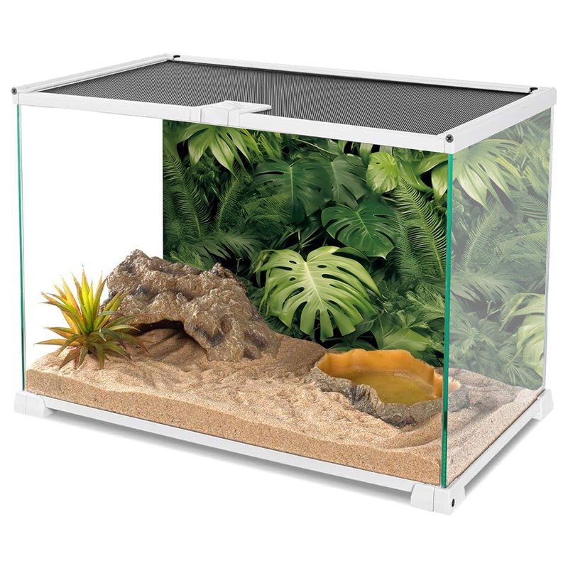 AWERT 36x18 inches Tropical Leaves Terrarium Background Polyester Reptile Habitat