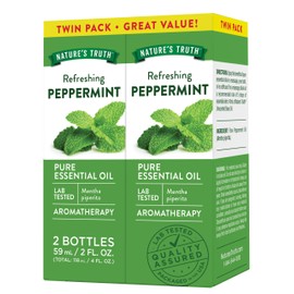 Nature's Truth Peppermint Essential Oil | Diffuser, Shower, or Bath | 2 Pack of 2 Fluid Ounces (59 mL) | Mentha Piperita